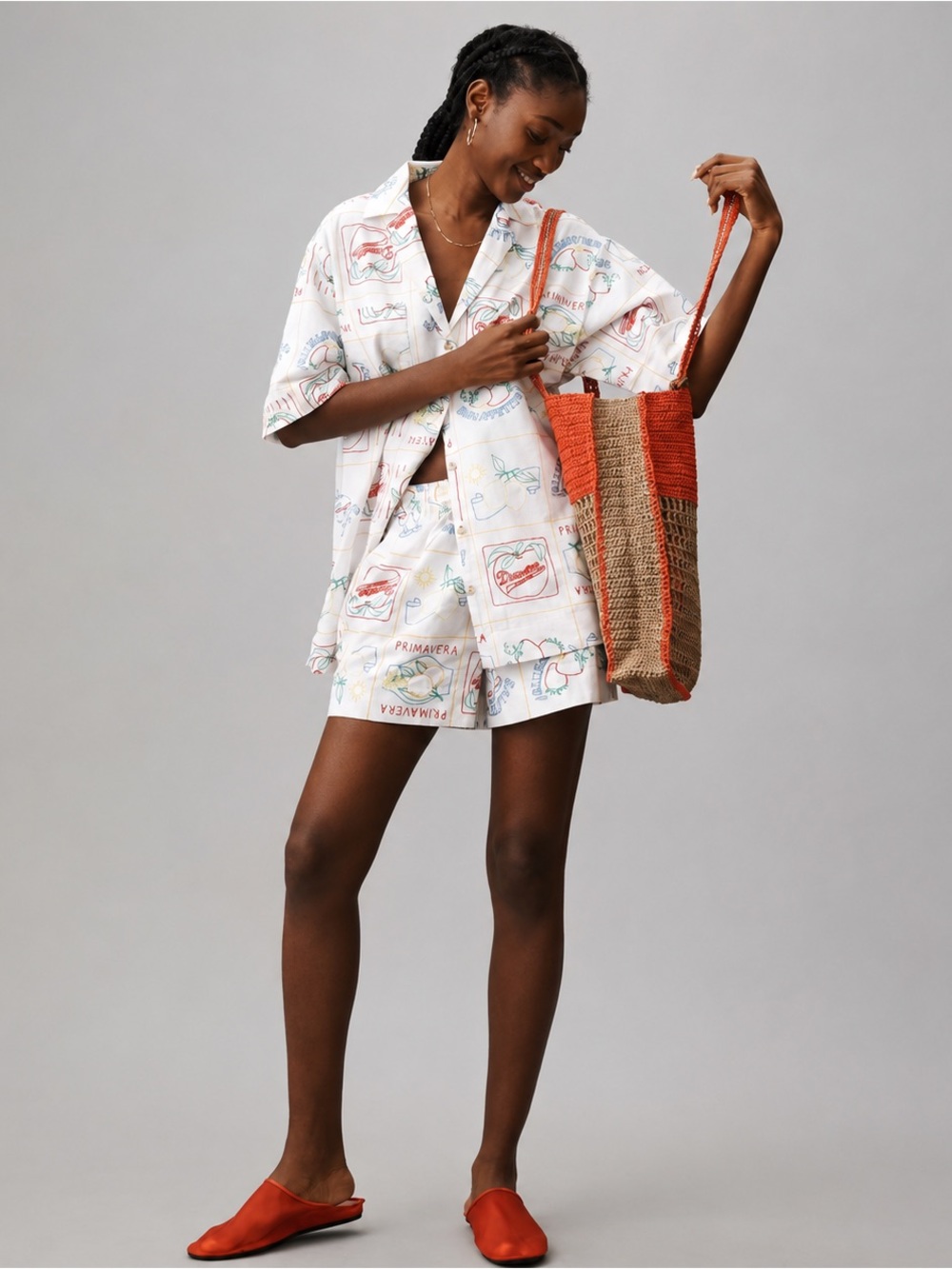 NEW Damson Madder Bon Appetito Embroidered Organic Cotton Linen Blend Shorts - Picture 4 of 9